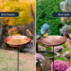 Close-up of Monarch Abode Copper Bird Bath bowl texture