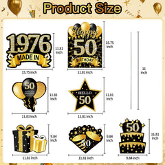 Close-up of MOORAY black gold yard sign with MADE IN 1976