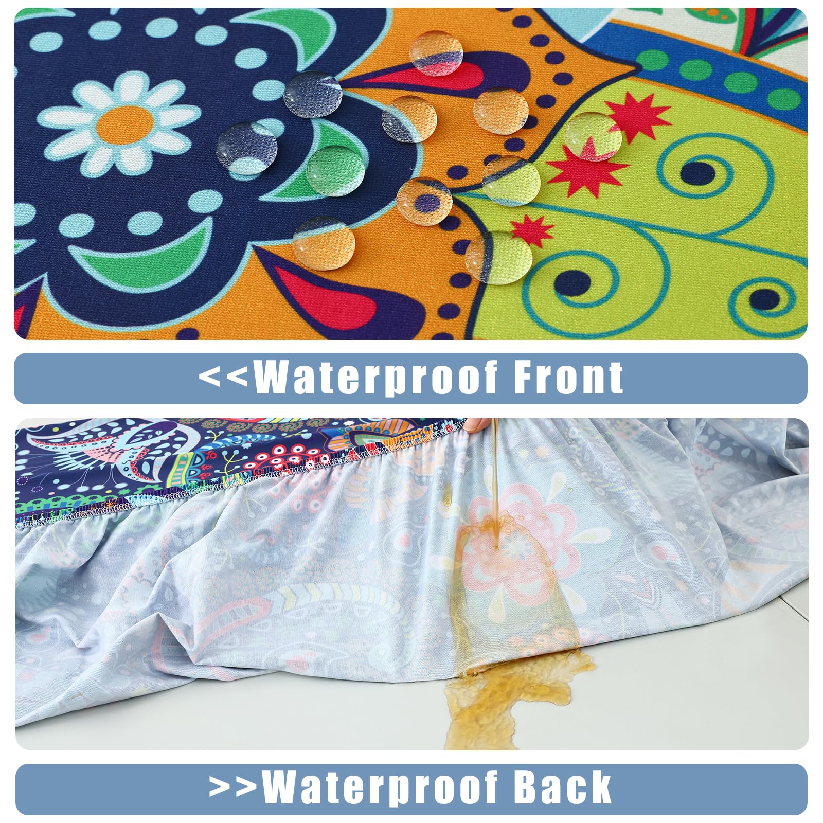 Close-up of Moosfor picnic table cover showing elastic edges