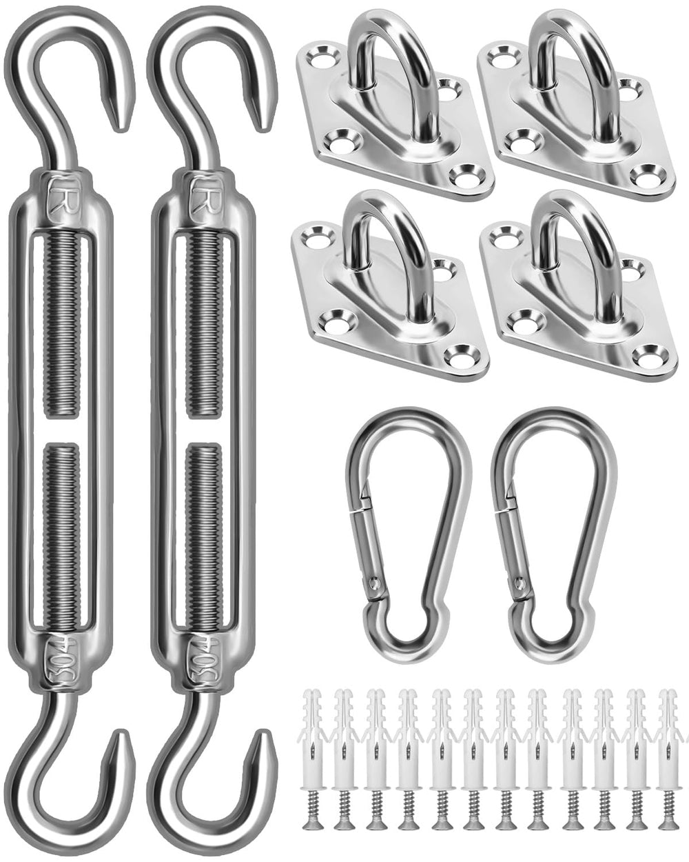 Close-up of Morzejar Shade Sail Hardware Kit components