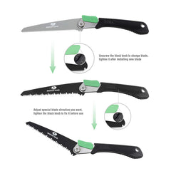 Close-up of Mossy Oak Folding Saw pruning blade