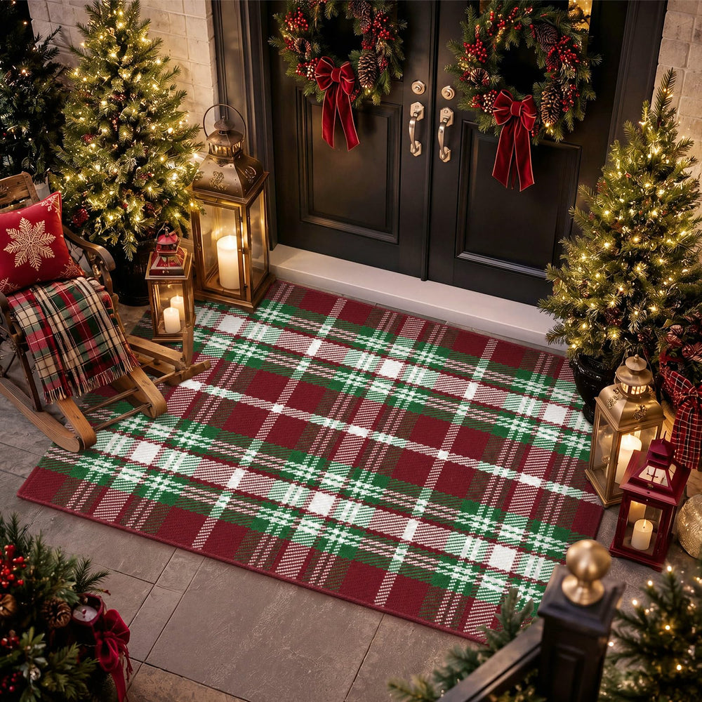 Close-up of Moucuny Christmas doormat fabric texture