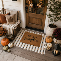 Close-up of Moucuny outdoor rug texture and stripes