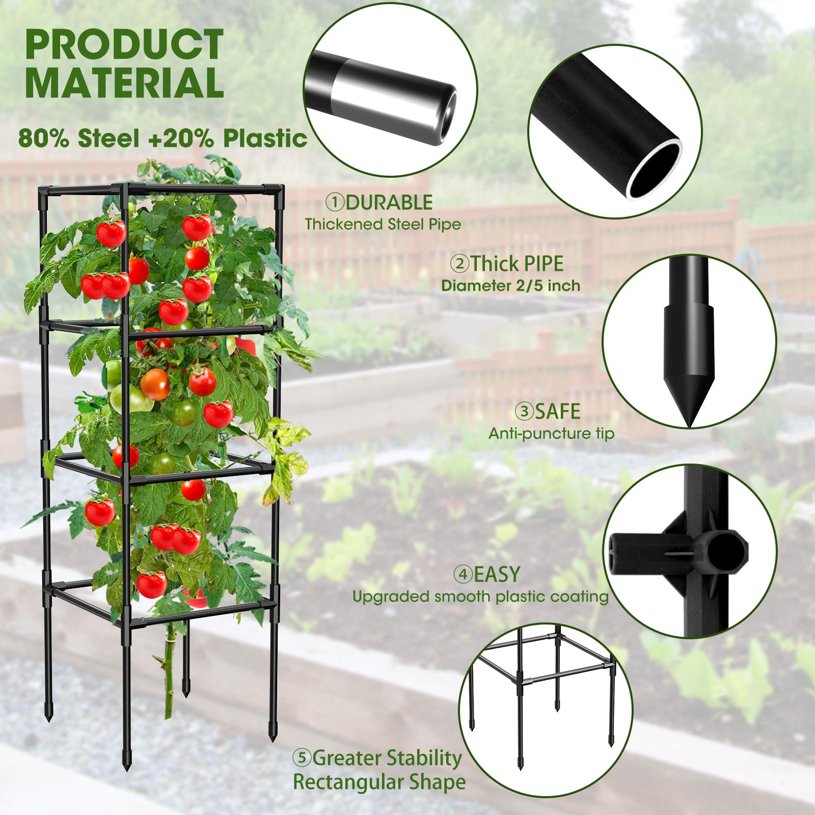 Close-up of MQHUAYU tomato cage's adjustable height feature