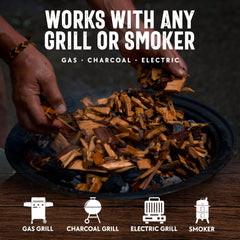 Close-up of Mr. Bar-B-Q Mesquite wood chips in a bag