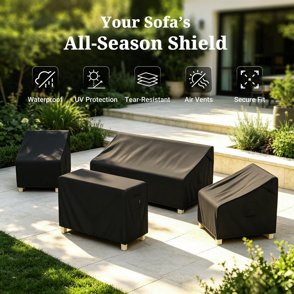 Close-up of MR. COVER patio sofa cover handles