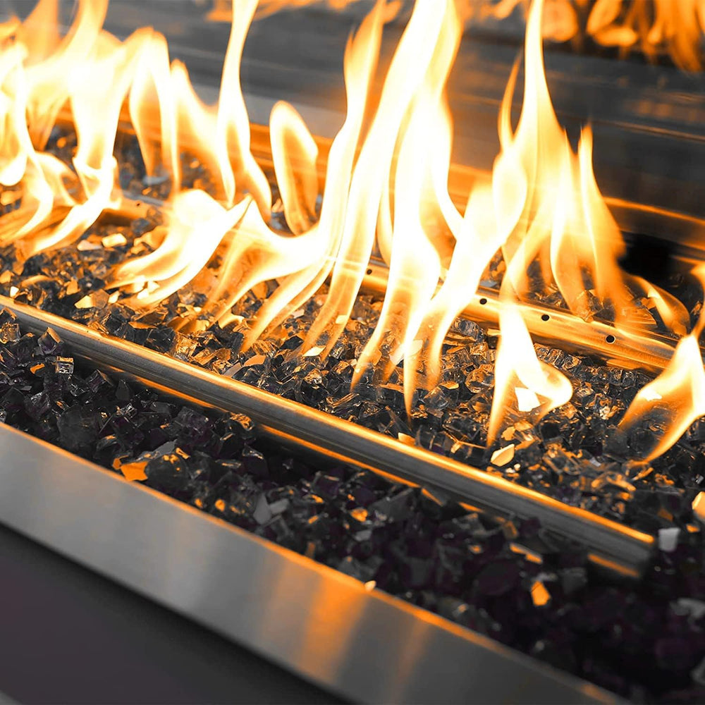 Close-up of Mr. Fireglass reflective tempered glass pieces
