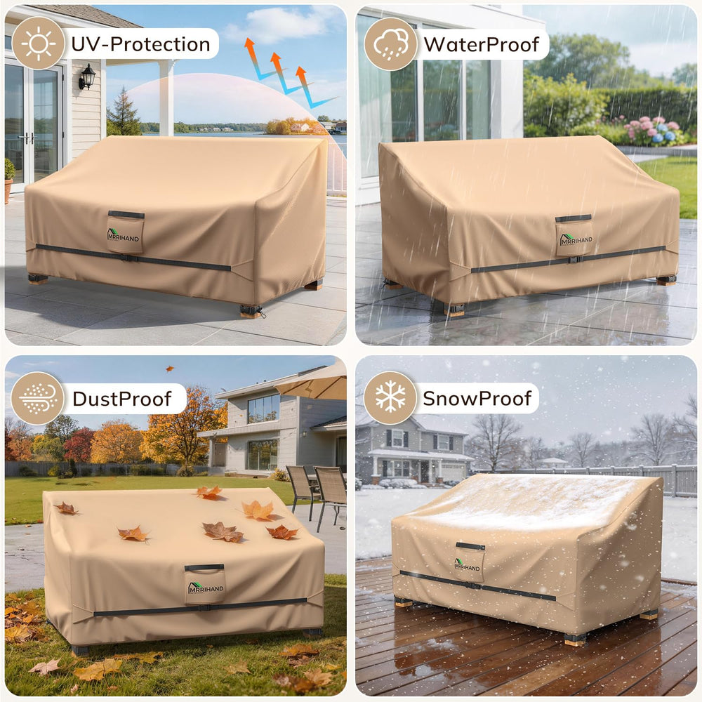 Close-up of Mrrihand Outdoor Sofa Cover straps and cord-lock