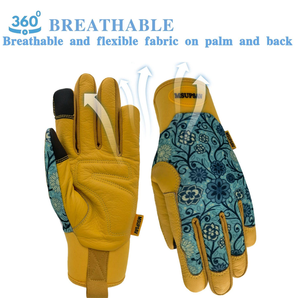 Close-up of MSUPSAV Garden Gloves showing reinforced fingertips