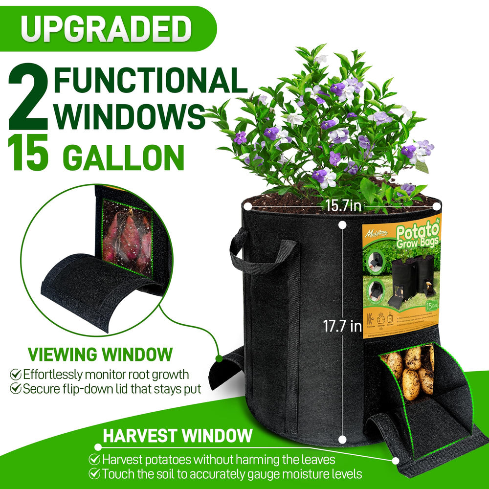 Close-up of Mulctun grow bag showing sturdy handles