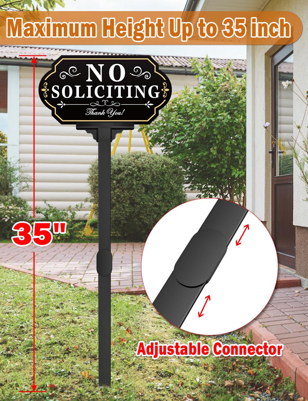 Close-up of multiwins No Soliciting Sign material