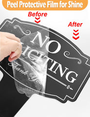 close-up of multiwins No Soliciting Sign showing aluminum coating