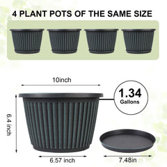 Close-up of Myfeegoin plastic flower pot with saucer