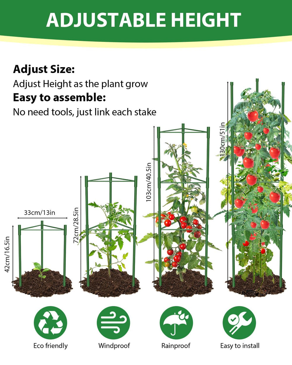 Close-up of MYMULIKE Tomato Cages material and design
