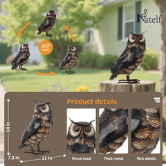 Close-up of Natelf Owl Garden Statue with detailed feathers