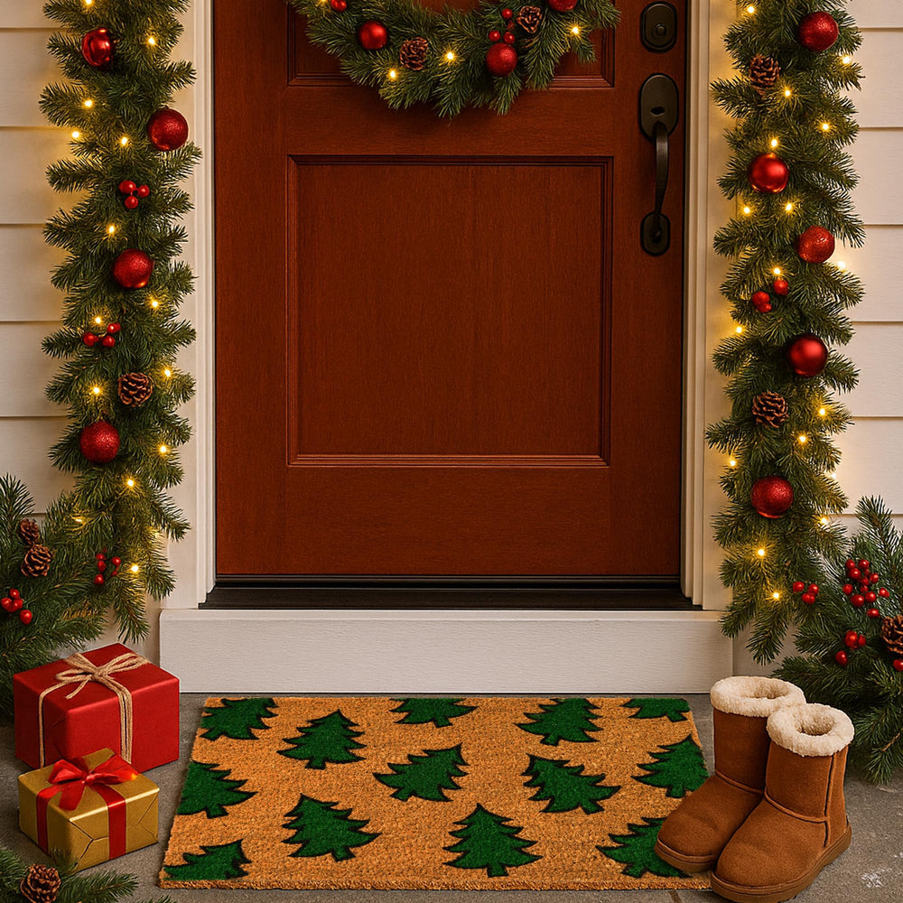 Close-up of natural coir fiber texture of doormat