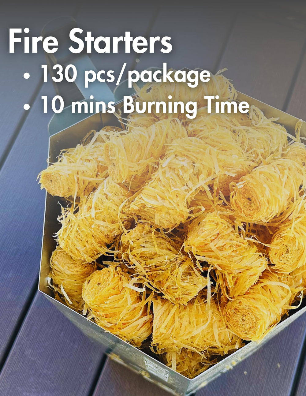 Close-up of natural wooden fire starters from Konexcel