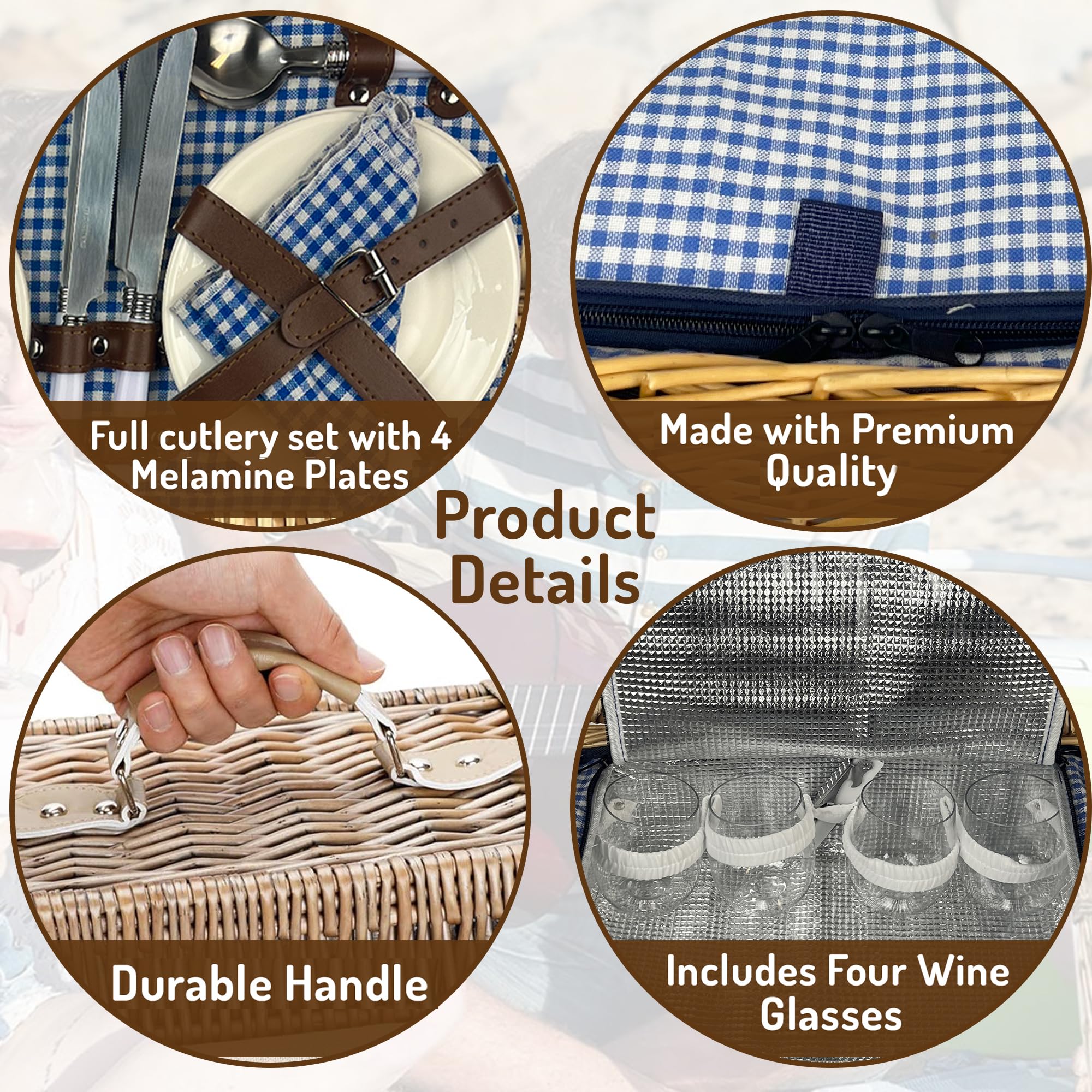 Close-up of Nature Gear Picnic Basket wicker design