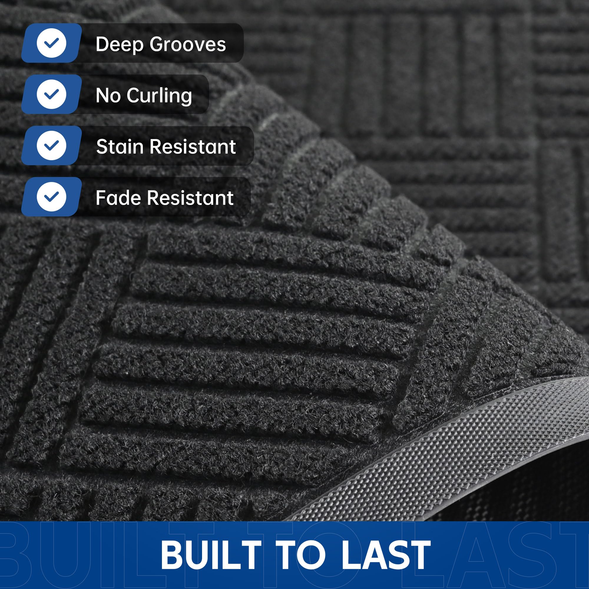 Close-up of Naturei door mat's non-slip rubber backing