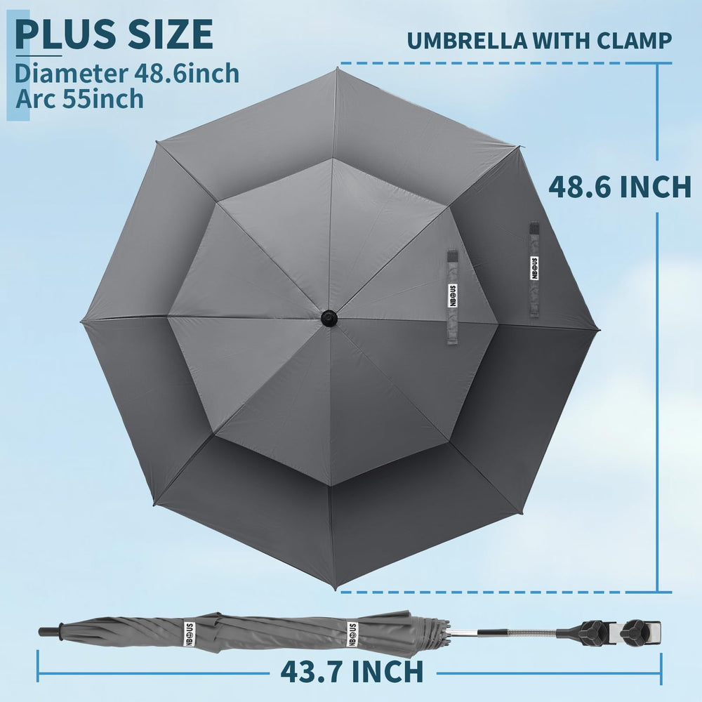 Close-up of NBtoUS Double Canopy Umbrella showing carbon fiber ribs