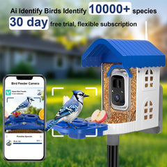 Close-up of NEEZUKAR Smart Bird Feeder blue colour