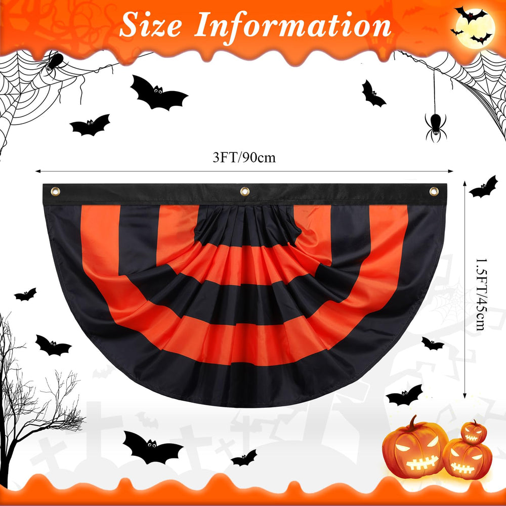 Close-up of Newwiee Halloween pleated fan flag with grommets