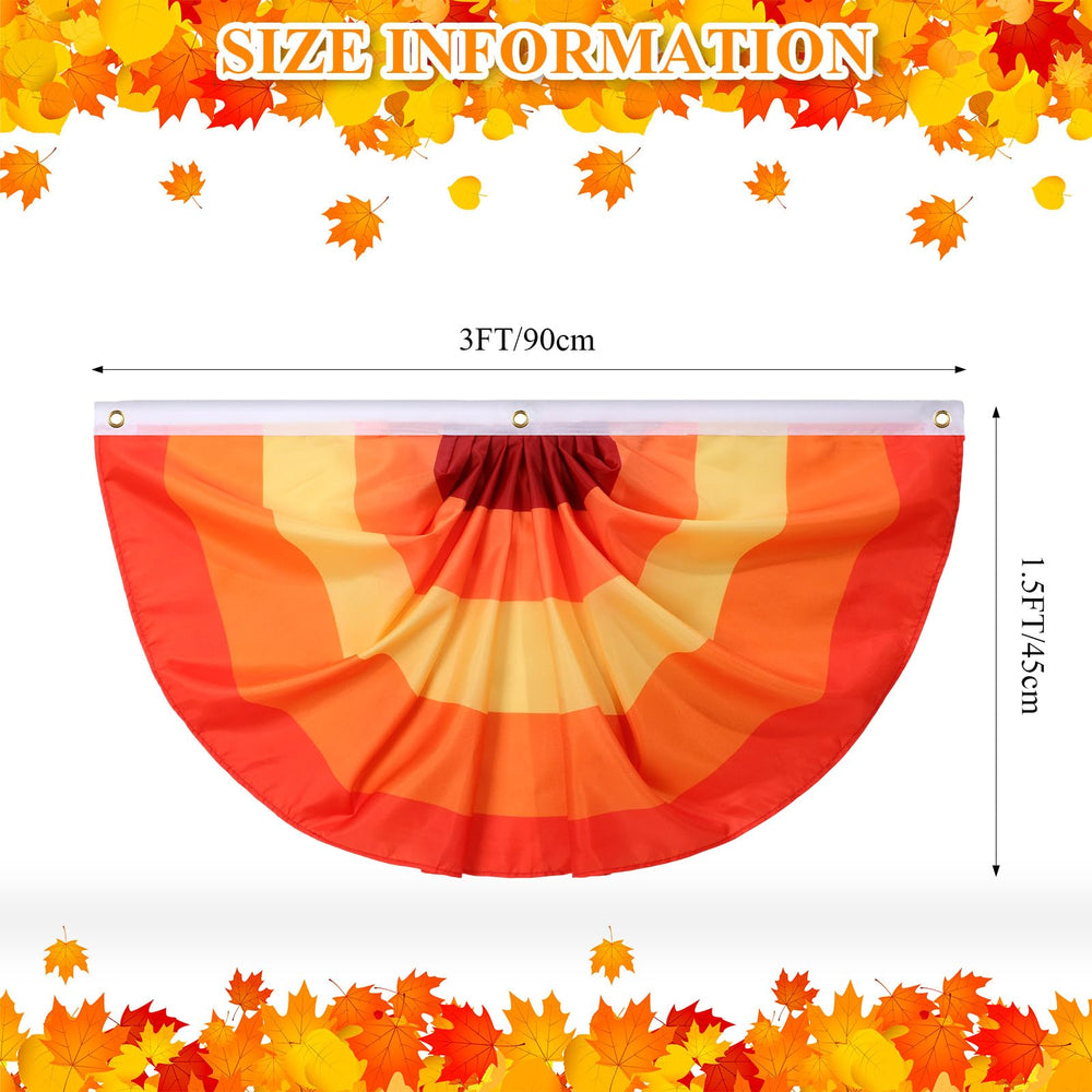 Close-up of Newwiee red Thanksgiving fan flag with autumn colours