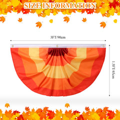 Close-up of Newwiee red Thanksgiving fan flag with autumn colours