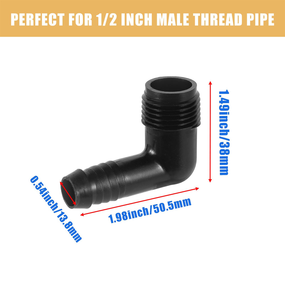 Close-up of NFAMRZCAR 1/2" 90-degree elbow fitting showing barb design