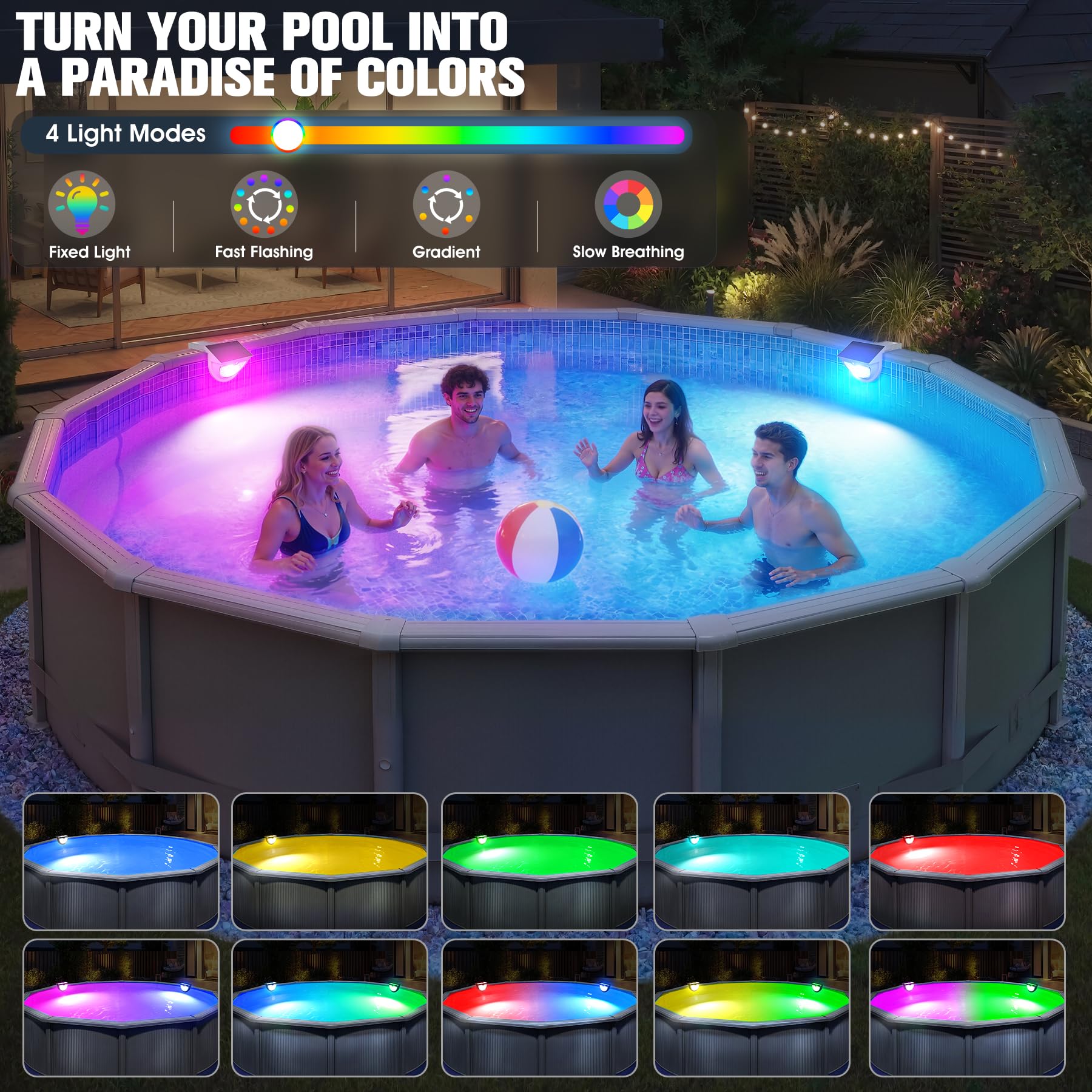 Close-up of Niceput Solar Pool Light solar panel