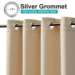 Close-up of NICETOWN outdoor curtain grommet detail