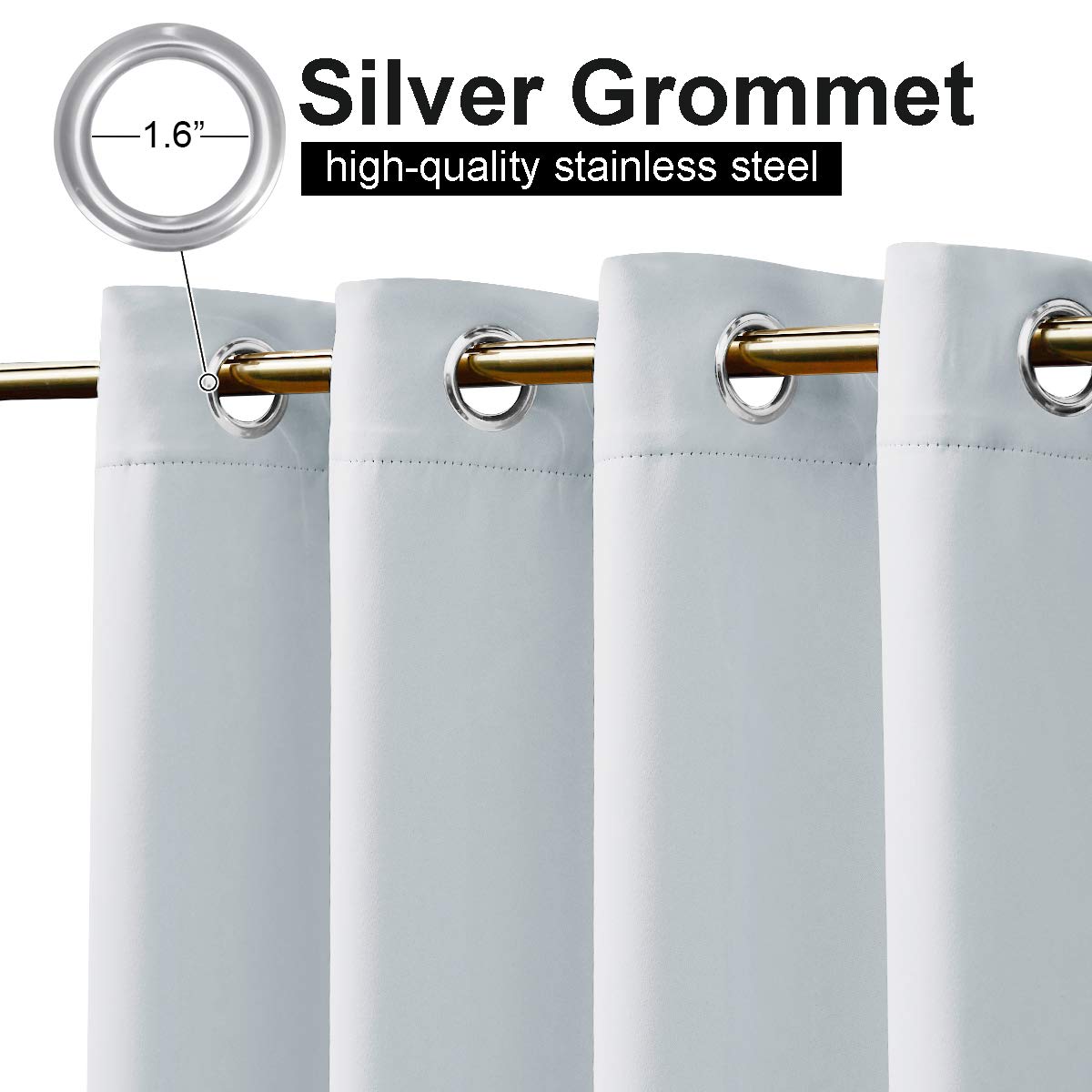 Close-up of NICETOWN Patio Curtain grommets