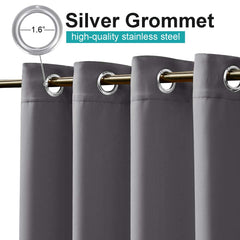 Close-up of NICETOWN stainless steel grommet on curtain