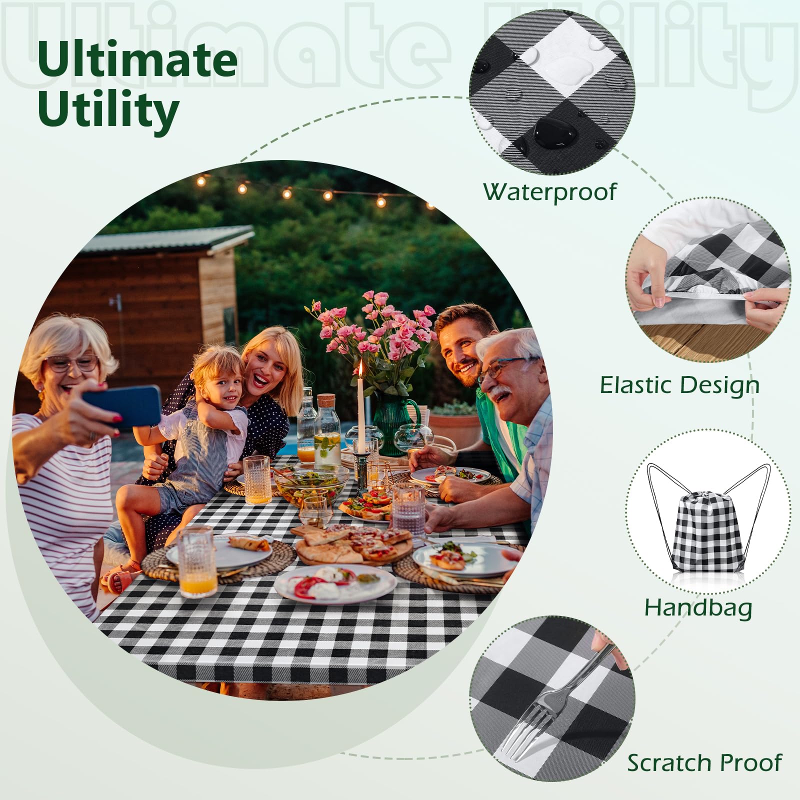Close-up of Nimalpal picnic table cover's elastic corners