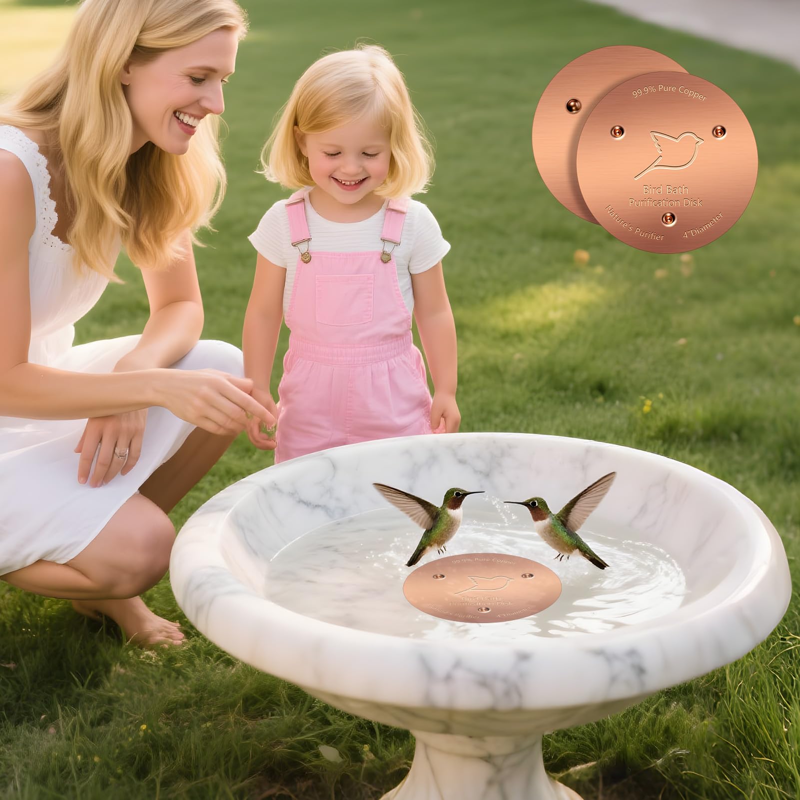 Close-up of NNG Copper Disk in a birdbath