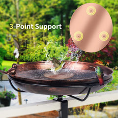 Close-up of NOKOXIN Bird Bath Copper Disk showing triple support design