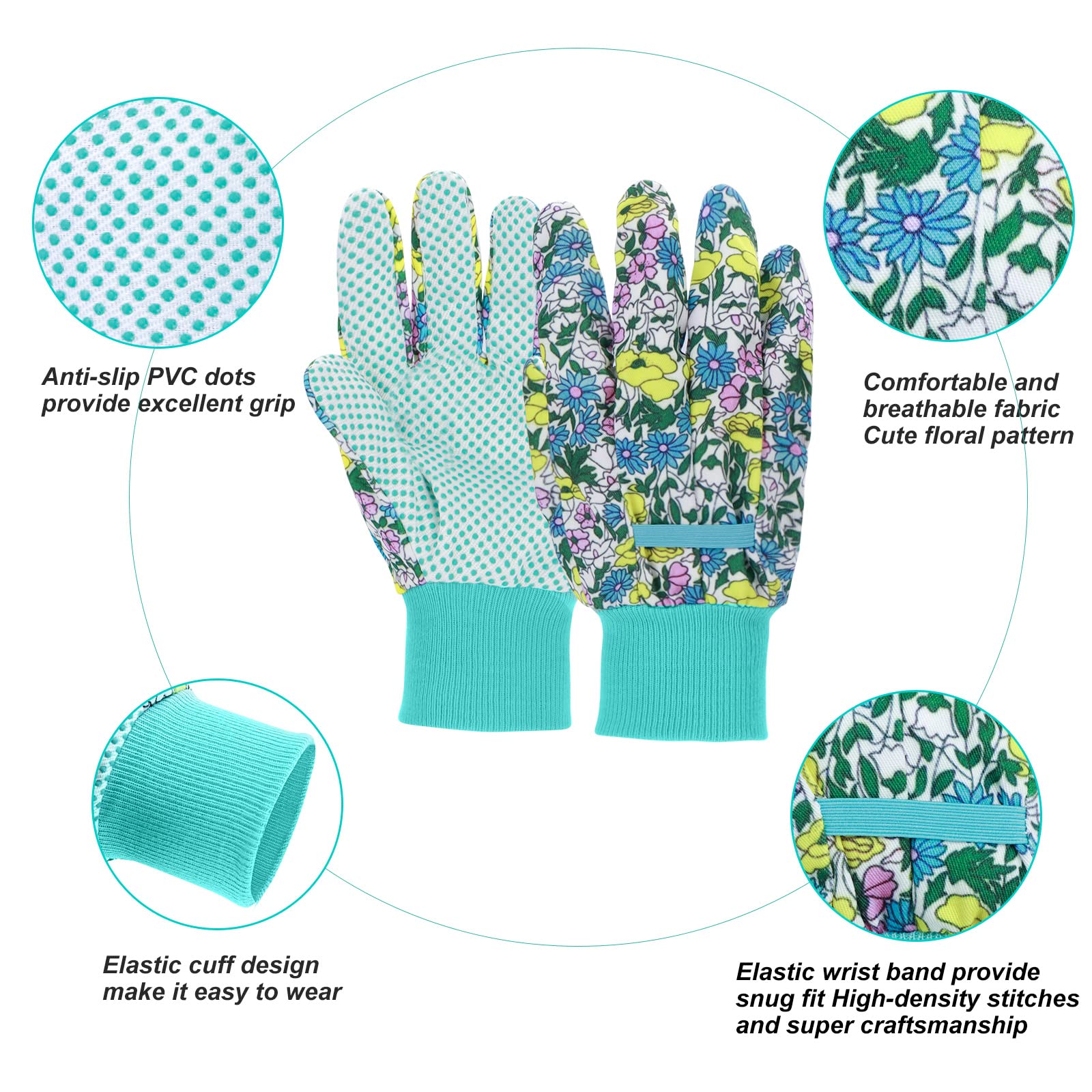 Close-up of non-slip PVC dots on gloves