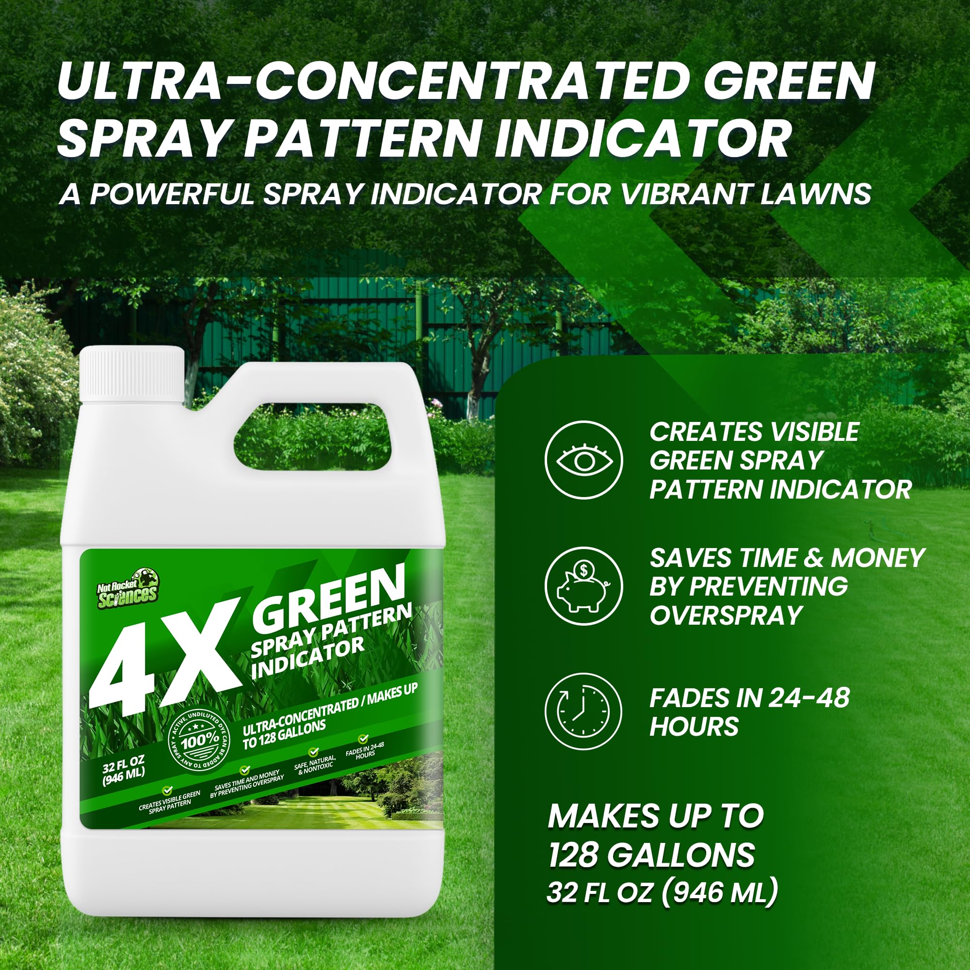 Close-up of Not Rocket Sciences Green Spray Pattern Dye label