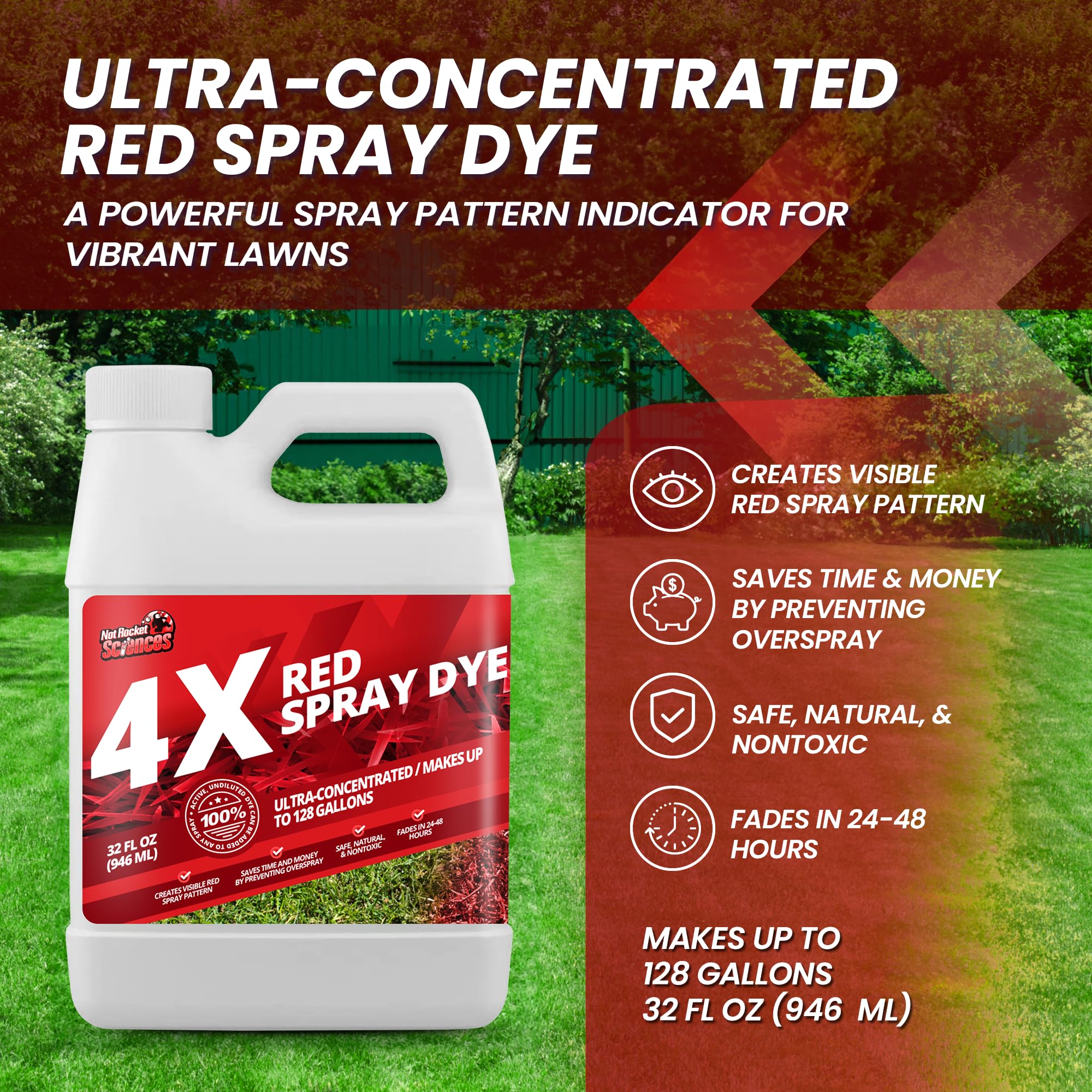 Close-up of Not Rocket Sciences Red Spray Dye label and specifications
