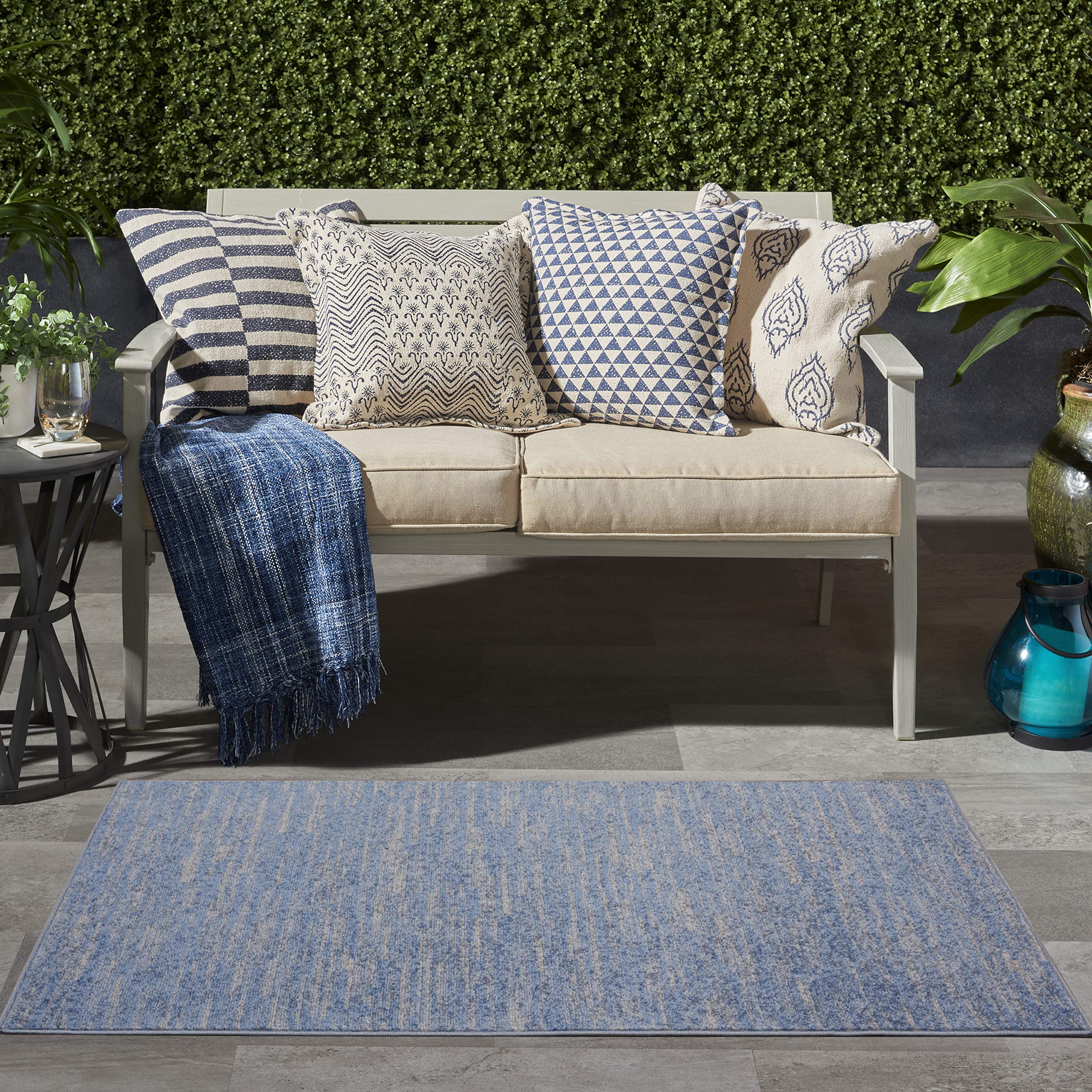 Close-up of Nourison Essentials Blue Grey Area Rug texture