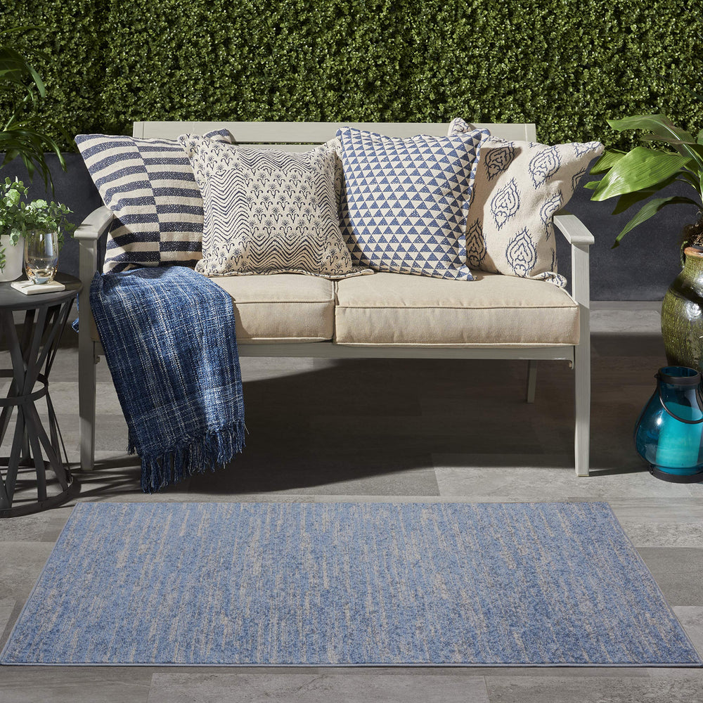 Close-up of Nourison Essentials Blue Grey Area Rug texture