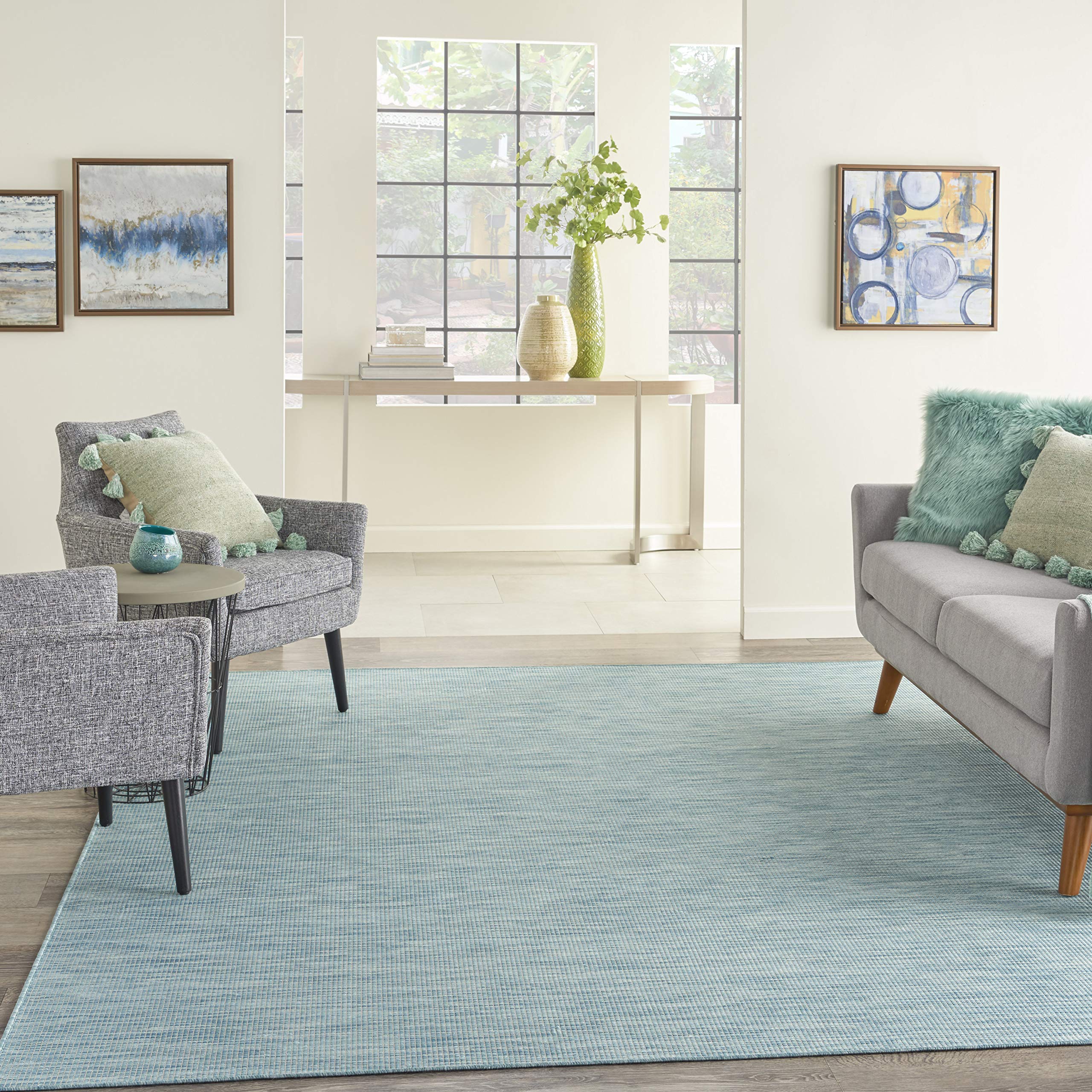 Close-up of Nourison Positano Aqua rug texture
