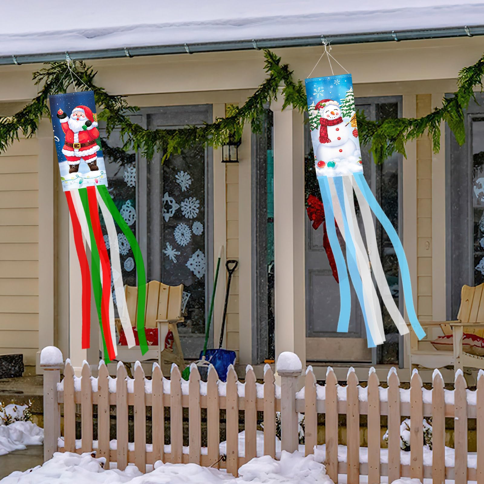 Close-up of NOVWANG Christmas windsock Santa Claus pattern
