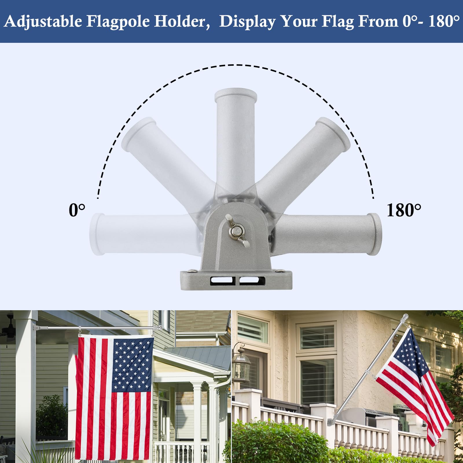 Close-up of NQ flag pole holder showing aluminum material