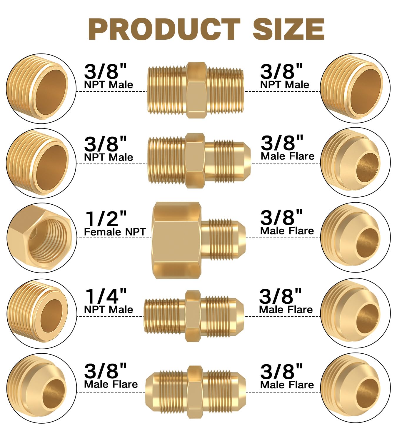 Close-up of NQN propane hose adapter fittings