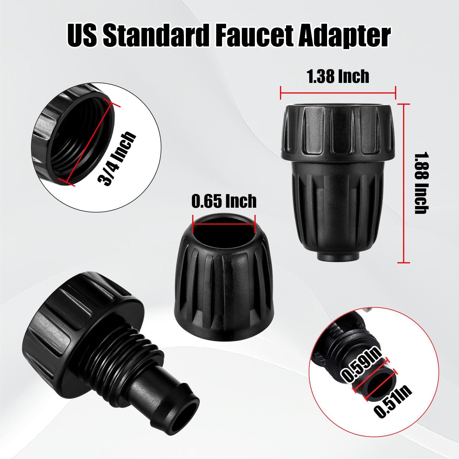 Close-up of NRWRTY faucet adapter showing barbed design