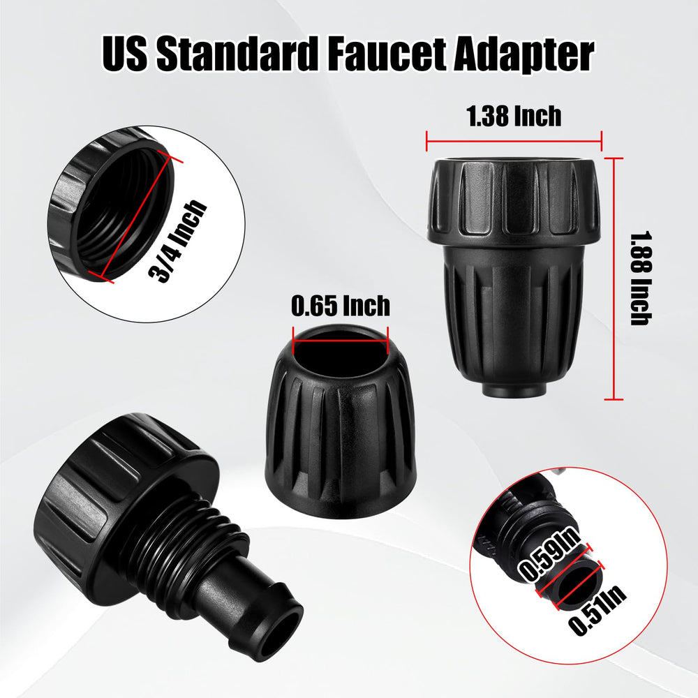 Close-up of NRWRTY faucet adapter showing barbed design