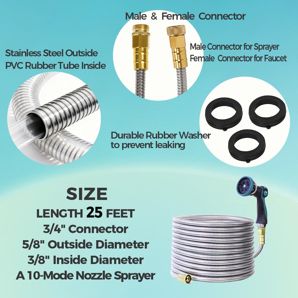 Close-up of Numwot stainless steel garden hose nozzle