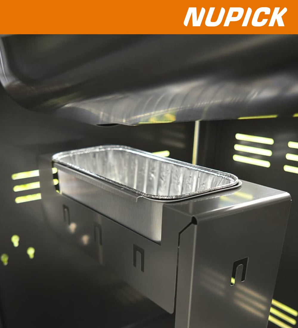 Close-up of NUPICK drip pan dimensions, 11 inches x 5 inches