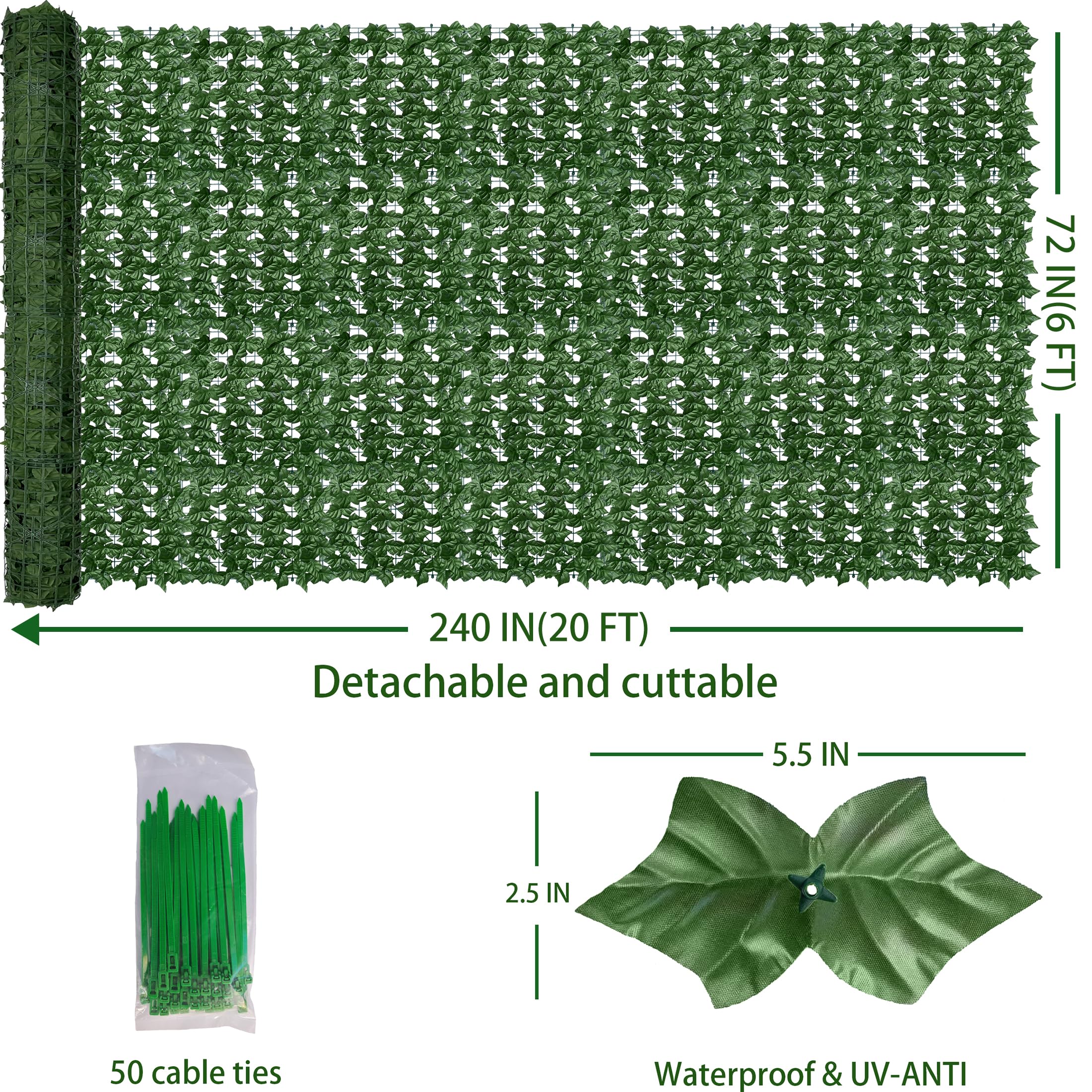 Close-up of ODTORY artificial ivy leaves, textured appearance